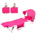 Oversized Extra Wide Tanning Chair with Sun Canopy Face Hole Padded Adjustable Washable, Heavy Duty Layout Folding Lounge Chair for Outside Beach Reading Sunbathing, UPF 50+, XL, Pink, 330 LBS - color: Pink, size: Oversized