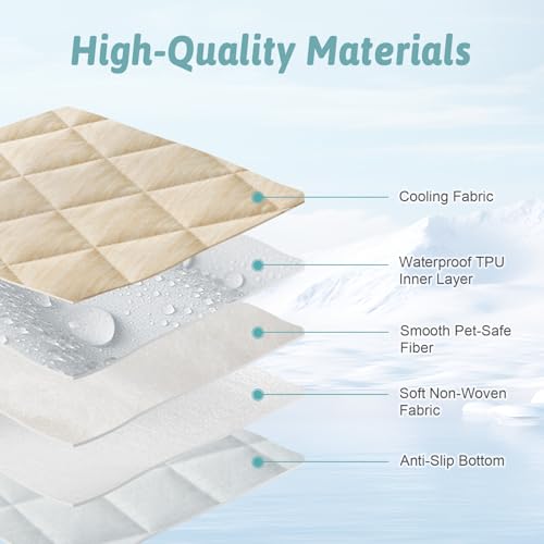 COZY KISS Dog Cooling Mat 68"x82" Q-Max>0.4, Waterproof Pet Cooling Pad, Leakproof & Non-Slip Dog Bed Cover, Washable Furniture Protector for Large Dogs, Couch, Floor (Beige) - color: Beige, size: 68"x82"