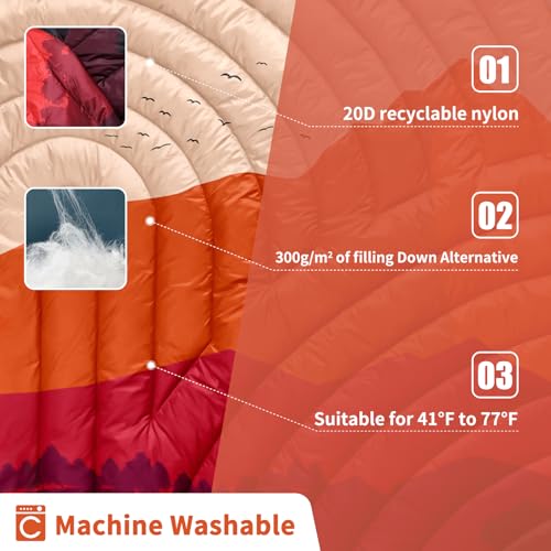 Camping Blanket,Lightweight Puffy Printed Camping Blanket Packable Outdoor Blanket for Camping,Traveling, Stadium, Hiking, Picnics - color: Dusk, size: 39x55"