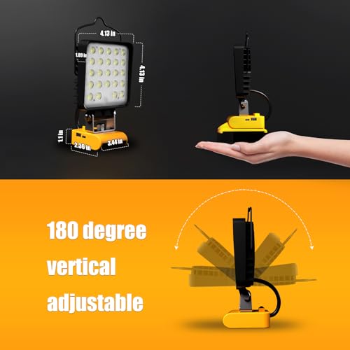 4 Pcs LED Work Light for Dewalt 20v Max Battery, 90W 9600LM Battery Light for Dewalt 20v Tools, Portable Outdoors Cordless Flood Lighting with USB & Type-C Charging Port, Low Voltage Protection - size: 9600LM-4 Pack