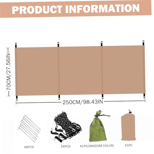 Windbreaker, 98x28 Inch Oxford Cloth Camping Wind Blocker with Ground Nails & Wind Ropes & Storage Bag, Sunbathing Privacy Screen for Outdoor