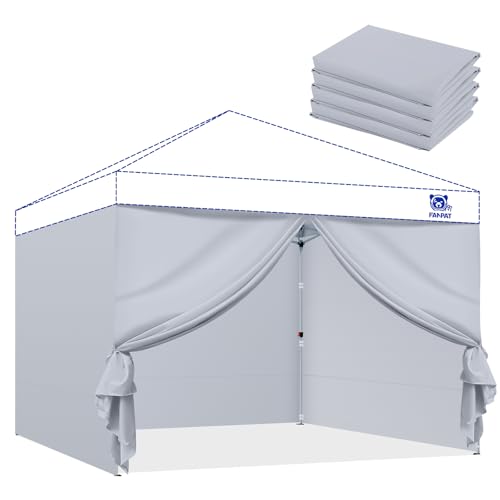 Fanpat Instant 10x10 Canopy Sidewalls for Pop Up Canopy, Waterproof UV Protection Fabric, 4 Packs Sidewalls with Zipper Door for Outdoor Events, Gray(4PCS Sidewalls Only, Canopy Tent Not Included) - color: Durable Gray