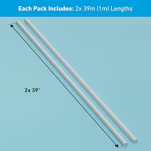 D-Line Half Round Cord Hider, Patented Cable Cover, Hide TV Wall Mount Wires, Raceway for Cords, Decorative Wire Covers, Paintable, Adhesive Cable Concealer, 2X 0.78in W x 0.39in H x 39in L, White - color: White, size: 0.78x0.39in - 2x 39in