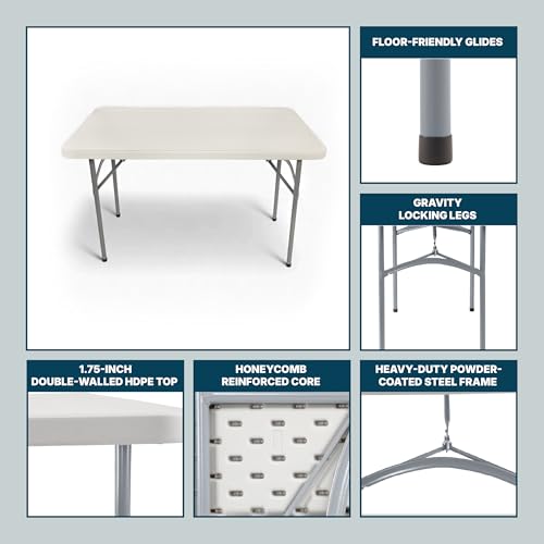 OEF Furnishings OEFBT2448 Utility Series Heavy-Duty Premium Commercial-Grade Indoor/Outdoor Folding Table (24 x 48 in, Rectangular, Speckled Gray Top/Gray Frame) - size: 48 x 24 in