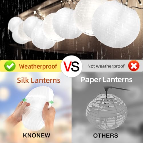 KNONEW 20 Pack 10" White Silk Outdoor Lanterns Decorative Party Hanging Chinese Japanese Waterprooof Round Lantern for Weddings, Birthdays, Parties Decoration (No Light Bulbs Included) - color: White, size: 20pcs