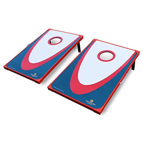 Driveway Games Backyard Edition Portable Toss Cornhole Game Set Regulation Size 2 Target Boards, 8 Bean Bags, and Carry Bag, Red/Blue