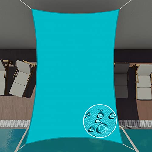 Patio Paradise 9' x 10' Sun Shade Sail Waterproof Turquoise Rectangle Shade Canopy UV Block Tarp Cloth Outdoor Patio Cover for Garden Backyard Deck Awning - color: Turquoise, size: 9' x 10'