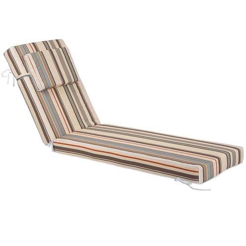 Chaise Lounge Cushions Outdoor 72x21x4 Inch, Patio Lounger Chair Cushion with Removable Cover, Fade Resistant Replacement Pad for Outdoor Furniture (Black Agate Stripes, 72x21x4 inch) - color: Black Agate Stripes