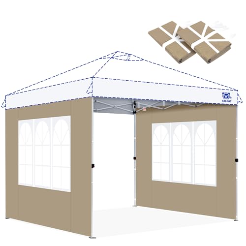 FANPAT Church Window 10x10ft Canopy Sidewalls for Pop Up Canopy, Waterproof UV Protection Fabric, Suitable for Outdoor Party, Picnics & Camping, Khaki(2pcs Sidewalls Only, NOT Included Frame and Top) - color: Khaki, size: 2 Pcs