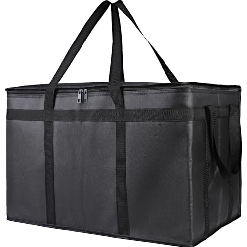 Bodaon Insulated Food Delivery Bag, XXXL Pizza Delivery Bags for Hot and Cold Food, Commercial, Large Capacity Reusable Warming Bag, Catering Cooler Bag for Rideshare, Warmers for Parties (Black, 1Pk) - color: Black, size: XXX-Large