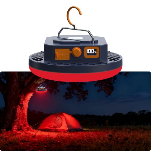 10000mAh Rechargeable Camping Light Insect Not Attract 4000LM Work Light White/Red/Pink/SOS Brightness Stepless Dimming, IP45 Waterproof Tent Light Power Failure for Halloween (Standard)