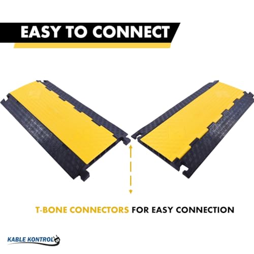 Kable Kontrol Atlas Cable Protector Wire Ramp - 5 Channel Bulk Wholesale Pallet – 10 Pcs - 35” Long Black & Yellow - 24000 Lbs Load Capacity - Rubber Speed Bump Wire Protector Cord Cover - CP9975 - size: 5 Channel - 10 Units