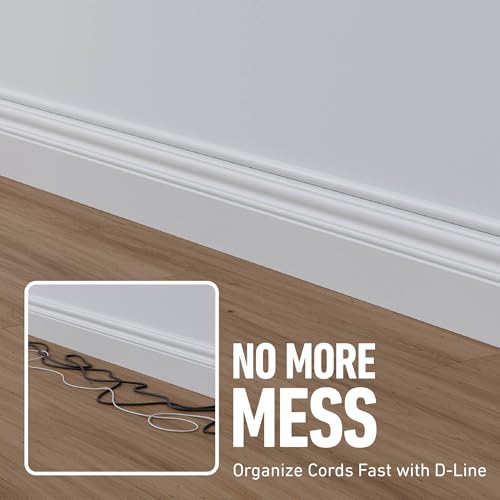 D-Line Half Round Cord Hider, Patented Cable Cover, Hide TV Wall Mount Wires, Raceway for Cords, Decorative Wire Covers, Paintable, Adhesive Cable Concealer, 2X 0.78in W x 0.39in H x 39in L, White - color: White, size: 0.78x0.39in - 2x 39in