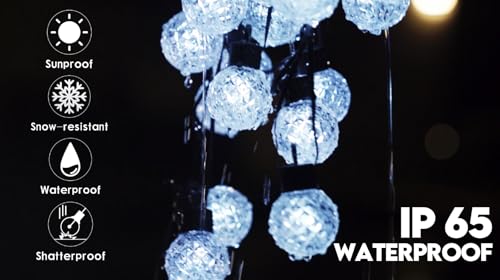 Sunlitec Solar LED String Lights, 25 RGB Color Changing Bulbs, Bluetooth App Control, IP65 Waterproof, 8 Scene & 4 Music Modes, 15ft Globe Lights for Patio, Backyard, and Party Decor