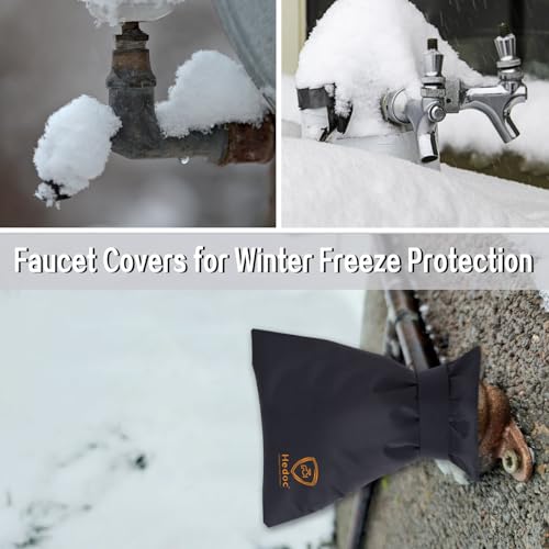 Hedoc Pro Outdoor Faucet Covers for Winter Freeze Protection, 4 Pack 6'' W x 8.2'' H Winter Faucet Insulation Cover Socks, Hose Bib Covers for Winter (Faucet Cover 4 Pack) - color: Black 4 Pack