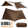 Ultralight Tarp, 14ft Hammock Rain Fly Lightweight Waterproof Camping Tent Tarp with Doors, Bushcraft Tarp Shelter for Backpacking Hiking Camping - color: Coyote Brown