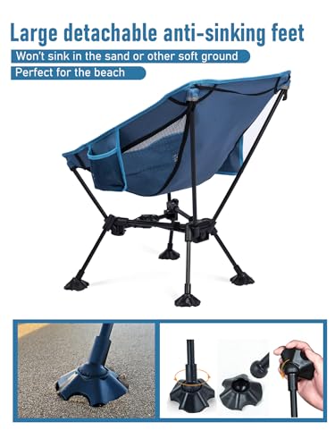 WildCall Lightweight Folding Camping Chair Compact Beach Chair with Anti-Sinking Large Feet - color: 2 X Blue
