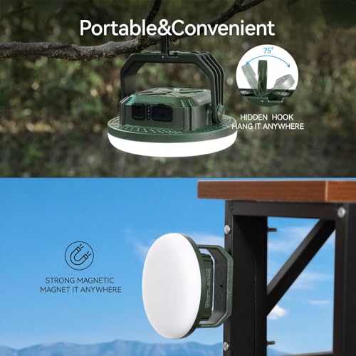 VAVOFO 2Pcs 10,000mAh 4000LM LED Camping Lantern Rechargeable, 3 Lighting Modes, Portable Tent Light with Magnet, IP65 Waterproof Hanging Light for Emergencies, Power Outages ,Hurricane（2Pcs） - size: 42W(2Pcs)