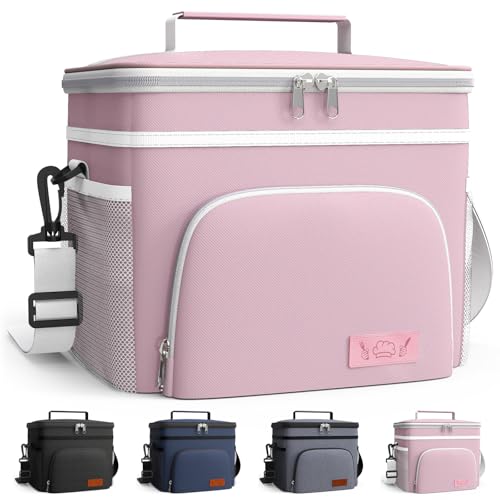 HOTOR Insulated Lunch Box for Men & Women - Leak-Proof Cooler Lunch Bag with 4 Pockets, Adjustable Strap, Ideal for Work, Picnic, Travel - Medium, Light Pink, 10.2"×6.9"×8.5" - color: Light Pink, size: 9l - 1 Tier