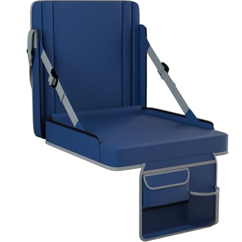 Stadium Seats with Back Support 1PACK Adjustable Bleacher Chairs with Back and Cushion Bleacher Seat with Cup Holder, Carry Handle & Shoulder Strap for Outdoor Sports Events, Picnics - color: Navy-1pc-xl-large