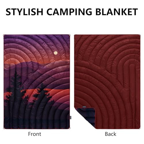 Camping Blanket,Lightweight Puffy Printed Camping Blanket Packable Outdoor Blanket for Camping,Traveling, Stadium, Hiking, Picnics - color: Night, size: 52x75"