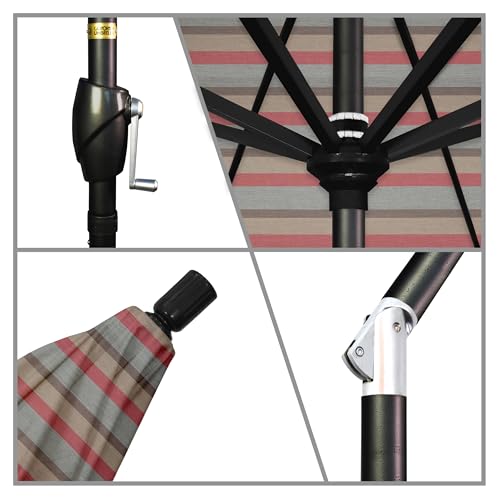 California Umbrella 9' Rd Pacific Trail Series Aluminum Patio Umbrella, Crank Lift, Push Button Tilt, Black Finish, Sunbrella Gateway Blush Fabric - color: Gateway Blush