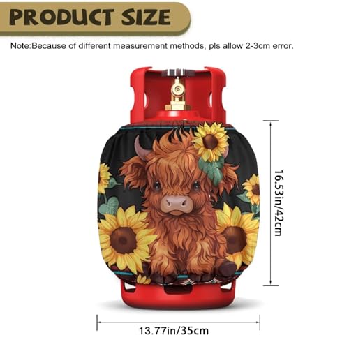 Camper Propane Tank Cover Highland Cow Outdoor 600D Heavy Duty Waterproof Covers Fits Standard 20 lb Cylinder, 13.7'' x 16.5'' for Rv Trailer - color: Highland Cow