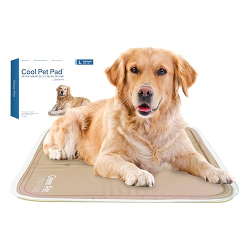The Green Pet Shop Cool Pet Pad - Large, Latte- Self-Cooling, Pressure Activated Mat for Dogs & Cats from 46-80 lbs - Non-Toxic Gel, No Water Needed - color: Latte, size: Large