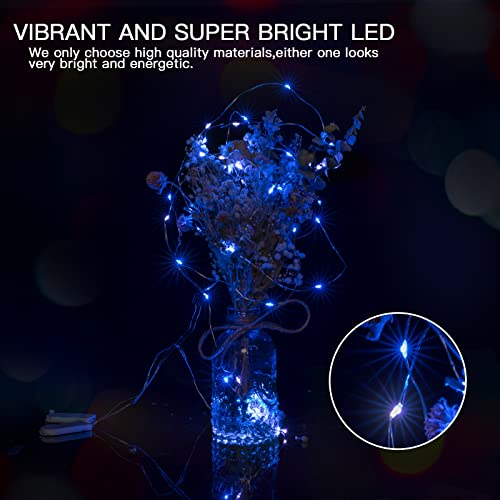 Brightown 12 Pack Led Fairy Lights Battery Operated String Lights Waterproof Silver Wire 7 Feet 20 Led Firefly Starry Moon Lights for DIY Wedding Party Bedroom Patio Christmas (12 Pack, Blue & White) - color: Blue & White, size: 12 Pack