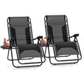 Sophia & William Oversized XL Zero Gravity Recliner Chair Set of 2 Padded, Folding Reclining Lounge Chair with Wide Armrest and Cup Holder, Support 400 LBS, Black - color: Grey, size: 2 Pack-Large