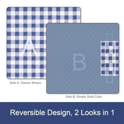 2 in 1 Tote Picnic Blanket Waterproof Outdoor Camping Mat,Large Capacity Beach Blanket 80''x80'' 7 Layers Easy to Foldable and Carry. - color: Bluecheck