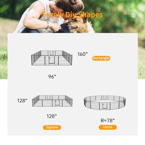 FDW Dog Playpen Dog Pen Dog Kennel 16 Panels 24 Inch Height Indoor Outdoor Folding Metal Portable Puppy Exercise Pen Heavy Duty Dog Fence for Yard Camping,Black - style: 16 Panels