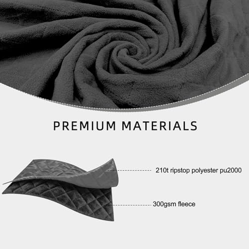 Large Waterproof Outdoor Camping Blanket, 80 x 58 inch Fleece Picnic Blankets Windproof Travel Stadium Blanket for Beaches Pets Car Camp Picnic Mat for Both Cold & Warm Weather - color: Gray
