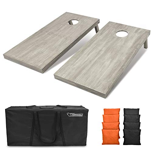 GoSports 4 ft x 2 ft Regulation Size Wooden Cornhole Boards Set - Includes Carrying Case and Bean Bags (Choose Your Colors) Over 100 Color Combinations - color: Black & Orange