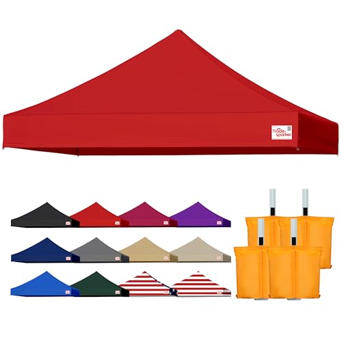 Tradesparker 10x10 Commercial Pop Up Canopy Replacement Top-Windproof D-Rings+Banner Grommets+Loop Pile Wall System,Ez Canopy Cover ONLY-Frame/Side Walls NOT Included(Red) - color: Red, size: 10x10