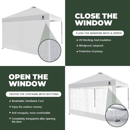 Mesh Sidewall for 10x10 Pop Up Canopy - Straight Leg, Commercial Grade White Mesh Walls with Windows for Outdoor Camping, 1 Pack Canopy Sidewall Only - color: White-Window