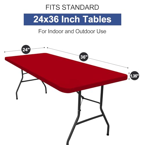homing Rectangle Table Cloth Cover, Waterproof Polyester Elastic Fitted Tablecloth, Washable Table Protector for Picnic, Camping, Outdoor (Red, 24" x 36") - color: Red, size: 36" x 24" (Rectangular)