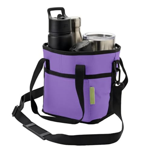 Family Size 4 Compartment Drink Carrier Bag, Cup Carrier Caddy for Hot & Cold Drinks, Portable Cup Holder for Car Travel, Beach, Picnic, Camping & Commute (Purple) - color: Purple