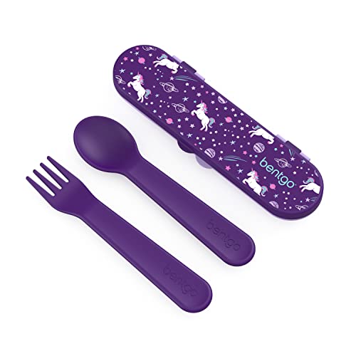 Bentgo Kids Utensil Set - Reusable Plastic Fork, Spoon & Storage Case - BPA-Free Materials, Easy-Grip Handles, Dishwasher Safe - Ideal for School Lunch, Travel, & Outdoors (Unicorn) - color: Unicorn