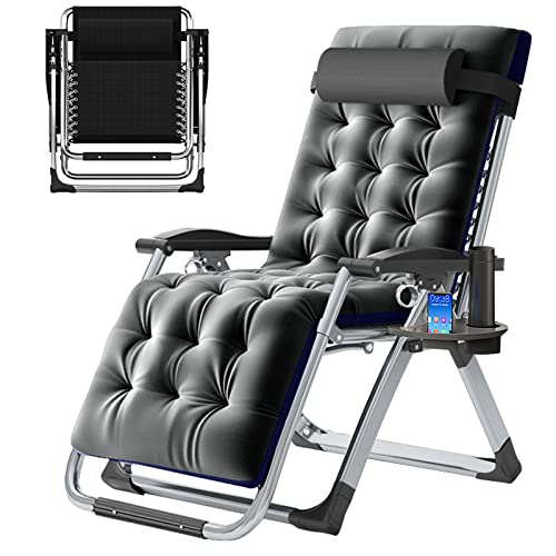 Slsy Zero Gravity Chair, Reclining Lounge Chair with Removable Cushion & Tray for Indoor and Outdoor, Patio Recliner Folding Reclining Chair - color: Microfleece Gray, style: Zero Gravity Chair