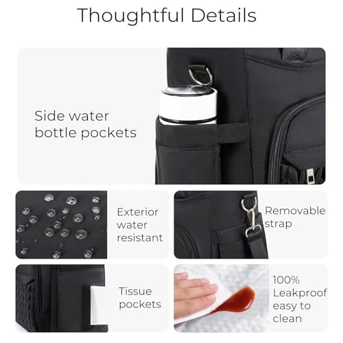 AIJIEKE Extra Large Lunch Bag for Women & Men, Insulated Leakproof Lunch Box for Work, Reusable Adult Lunch Tote with Shoulder Strap, Multi-Pocket Cooler Bag for Office, Picnic, Beach, Black - color: A.Black