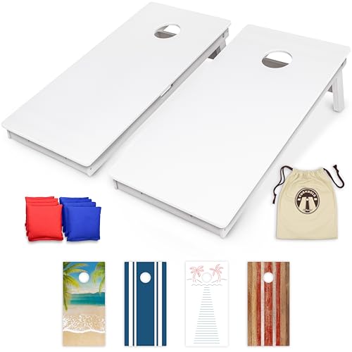 GoSports 4 x 2 ft Commercial Ultra Durable Cornhole Board Set – All-Weather Regulation Size, Ready-to-Play for Family Backyard Games, Tailgates, Outdoor Party, and Venues - color: White DIY