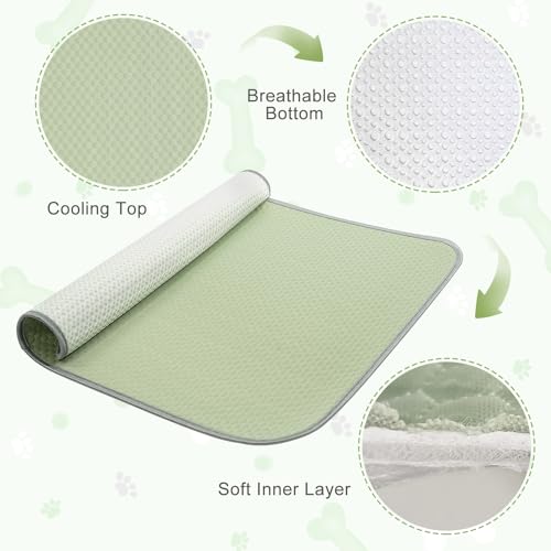 Buvlnee Summer Dog Cooling Mat Washable Ice Silk Self Cool Pad for Small Medium Large Dogs and Cats, Pet Sleeping Pad for Crate, Bed, Indoor & Outdoor Floor, Car Seats - color: Green, size: 27x22in