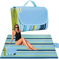 K Y KANGYUN Beach Blanket Outdoor Picnic Blankets Mat 80"x60" Extra Large Waterproof Sand Proof Camping Blanket Lightweight Folding Portable Travel Blanket for Family Park Beach Grass (Blue Line) - color: Blue Line