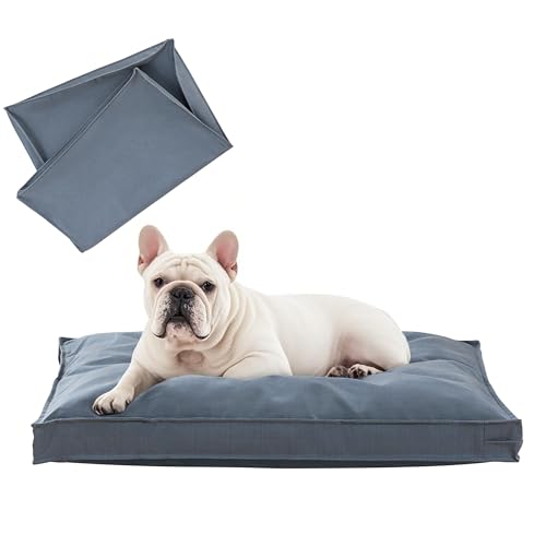Dog Bed Covers Replacement Washable, Waterproof Dog Bed Cover with Zipper, 30Lx20Wx3H inch Durable Oxford Pet Bed Cover for Outdoor/Indoor Use, Cover Only, Blue-Gray - color: Blue-Gray, size: 30*20*3 inch
