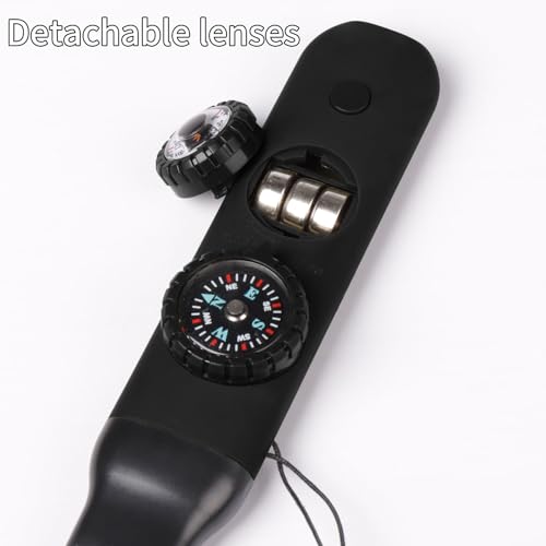 Multifunctional Survival Emergency Whistle for Kids with Compass Hiking Survival, Thermometer & Neck Lanyard | Emergency Safety Gear for Hiking, Camping, Kayaking, Boating, Climbing - color: obsidian black2pcs