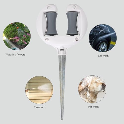 5.9 Inch Garden Hose Guide Spike, Heavy Duty Metal Roller Stake Holder Keeps Garden Hose Out of Flower Beds, Hose Guide Spike for Garden Yard Plant Protection