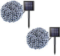 2 Pack 200 LED Solar String Lights, 85.2ft 8 Modes Solar String Lights for Outside, Waterproof and Solar Powered Outdoor String Lights for Holiday Christmas Yard Garden Tree Wedding Party (Cold White) - color: White