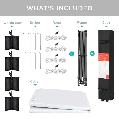 Best Choice Products 10x10ft Pop Up Canopy Tent, Outdoor Shade, 1 Person 1 Minute Set Up, Carry Case, 4 Weight Bags - White - color: White, size: 10x10ft
