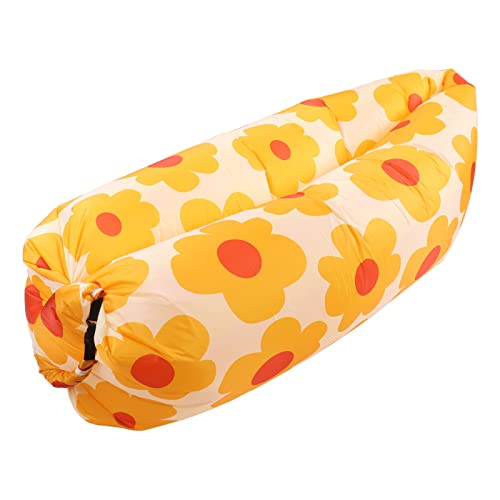Inflatable Sofa, Tear Resistance Portable Inflatable Lounger Couch Inflatable Chair with Storage Bag, Inflatable Lounger Air Sofa Chair, Blow Up Couch for Camping Beach Travel Kids Camping(Sunflower)